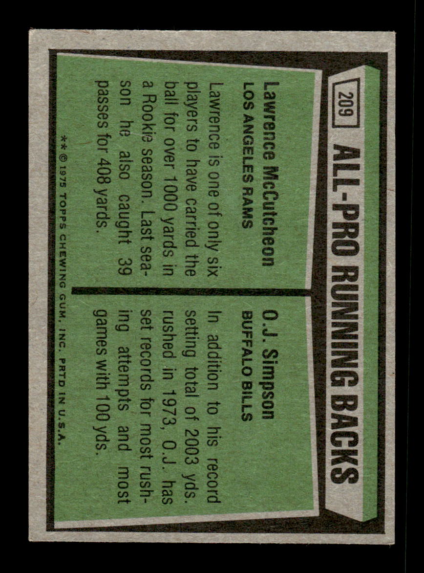 1975 Topps #209 O.J. Simpson Very Good HOF-10004044