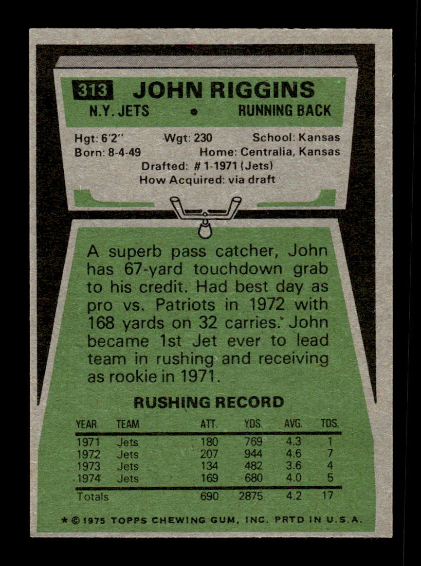 1975 Topps #313 John Riggins Very Good HOF-10004045