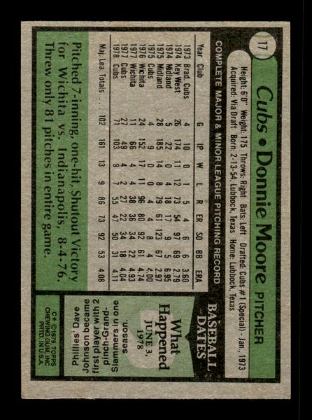 1979 Topps #17 Donnie Moore EXMT PACK FRESH HOF-10004106