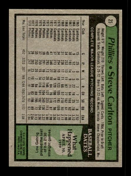 1979 Topps #25 Steve Carlton EXMT PACK FRESH HOF-10004114