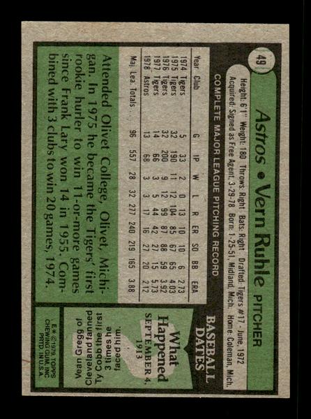 1979 Topps #49 Vern Ruhle EXMT PACK FRESH HOF-10004139