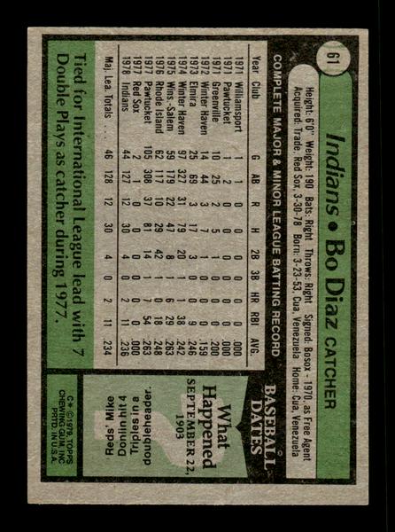 1979 Topps #61 Bo Diaz EXMT PACK FRESH HOF-10004150