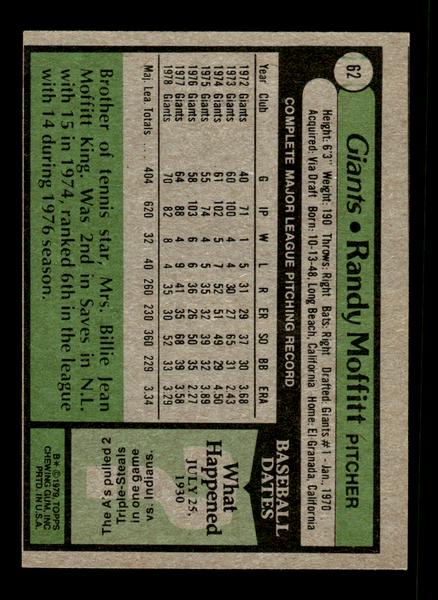 1979 Topps #62 Randy Moffitt EXMT PACK FRESH HOF-10004151