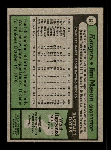1979 Topps #67 Jim Mason EXMT PACK FRESH HOF-10004156