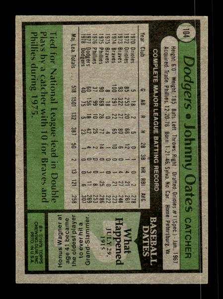 1979 Topps #104 Johnny Oates EXMT PACK FRESH HOF-10004189
