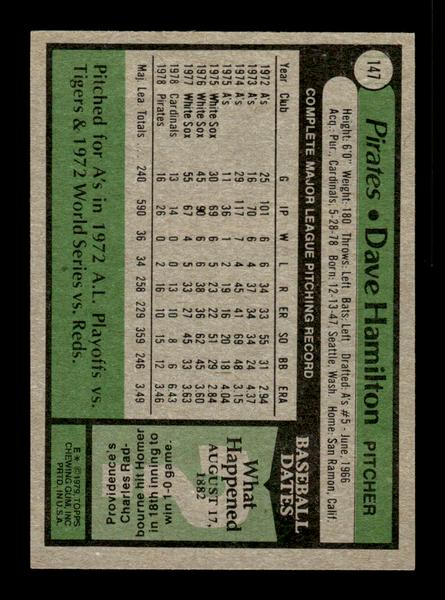 1979 Topps #147 Dave Hamilton EXMT PACK FRESH HOF-10004234