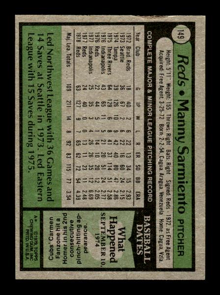1979 Topps #149 Manny Sarmiento EXMT PACK FRESH HOF-10004236