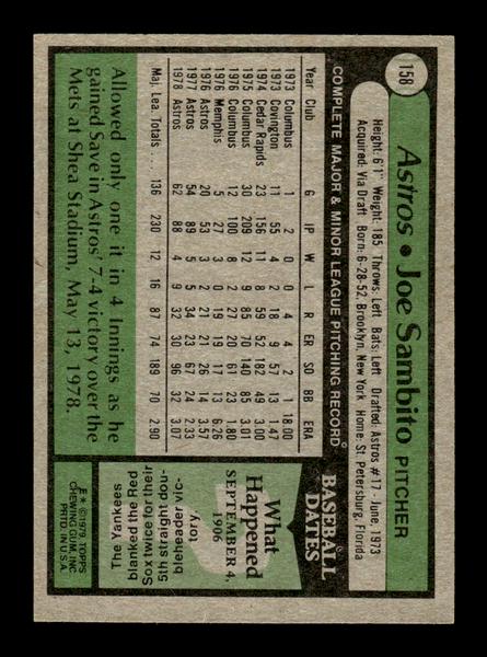 1979 Topps #158 Joe Sambito EXMT PACK FRESH HOF-10004245