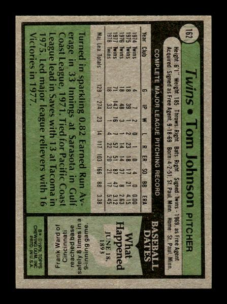 1979 Topps #162 Tom Johnson EXMT PACK FRESH HOF-10004249