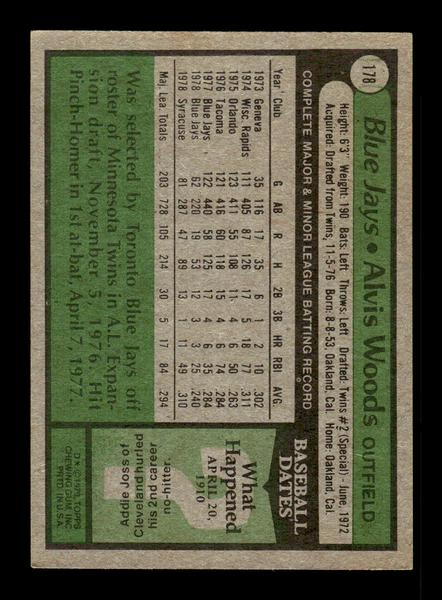 1979 Topps #178 Alvis Woods EXMT PACK FRESH HOF-10004264