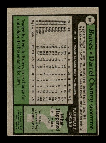 1979 Topps #184 Darrel Chaney EXMT PACK FRESH HOF-10004272