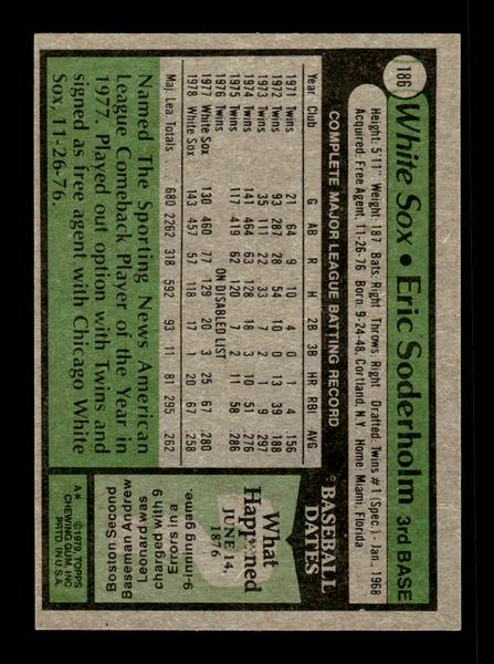 1979 Topps #186 Eric Soderholm EXMT PACK FRESH HOF-10004274