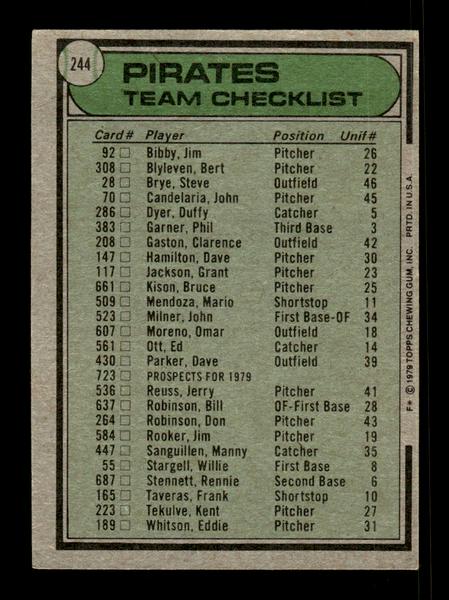 1979 Topps #244 Pittsburgh Pirates EXMT PACK FRESH HOF-10004331