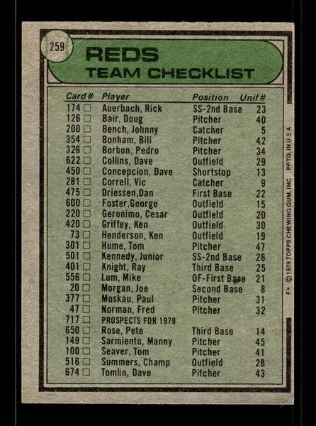 1979 Topps #259 Cincinnati Reds EXMT PACK FRESH HOF-10004346