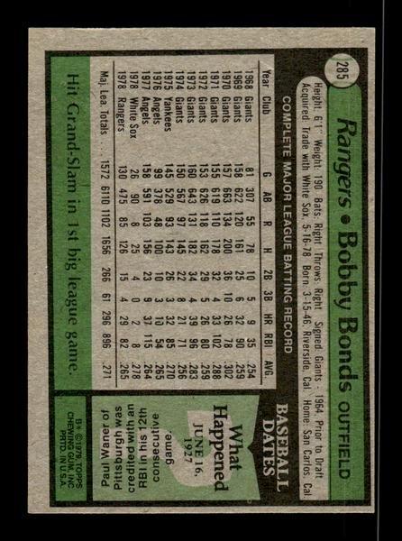 1979 Topps #285 Bobby Bonds EXMT PACK FRESH HOF-10004374