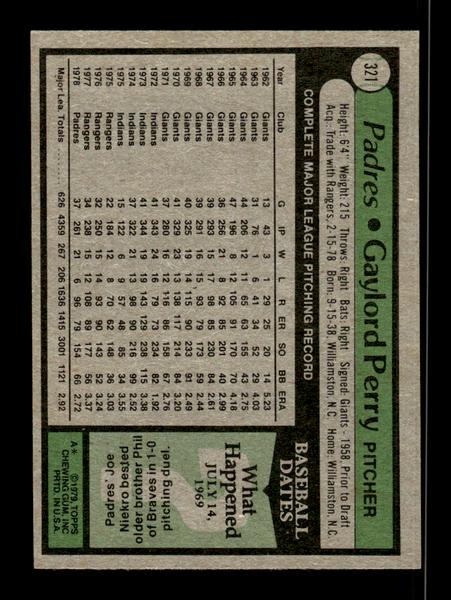 1979 Topps #321 Gaylord Perry EXMT PACK FRESH HOF-10004409