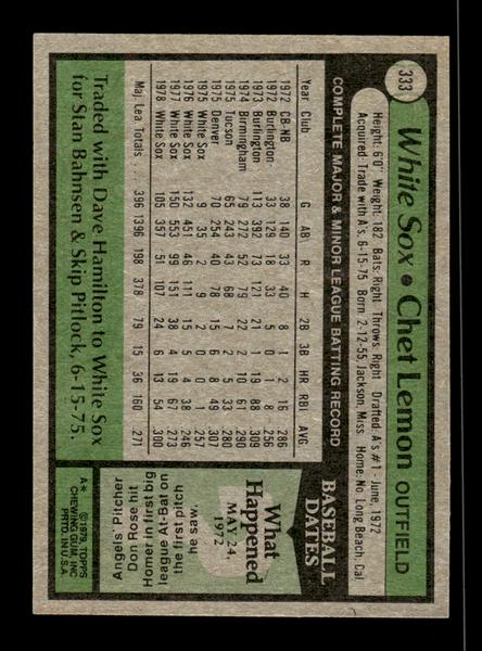 1979 Topps #333 Chet Lemon EXMT PACK FRESH HOF-10004420