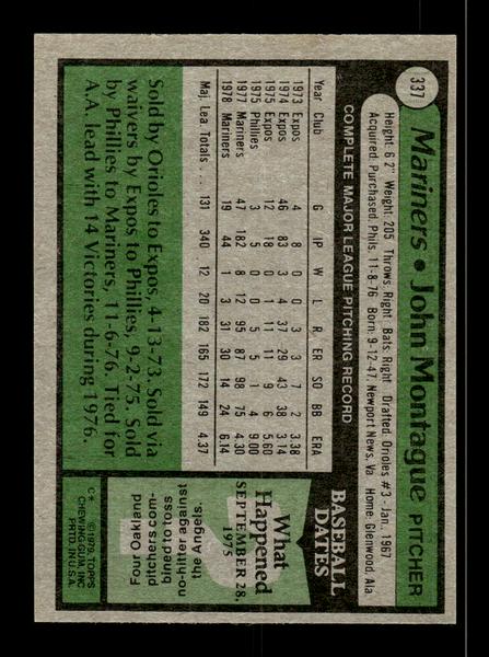 1979 Topps #337 John Montague EXMT PACK FRESH HOF-10004425