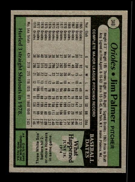 1979 Topps #340 Jim Palmer EXMT PACK FRESH HOF-10004429