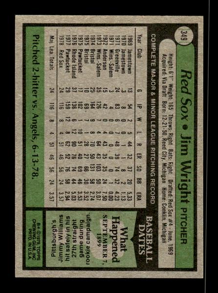 1979 Topps #349 Jim Wright EXMT PACK FRESH HOF-10004438