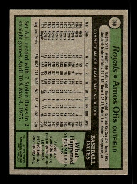 1979 Topps #360 Amos Otis EXMT PACK FRESH HOF-10004449