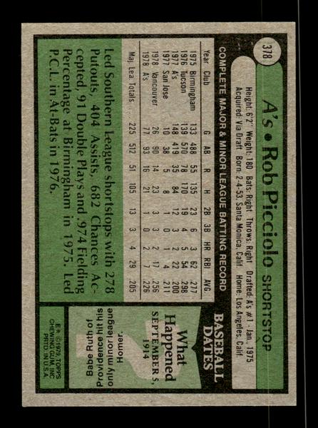 1979 Topps #378 Rob Picciolo EXMT PACK FRESH HOF-10004467