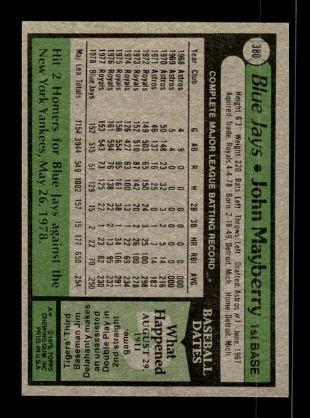1979 Topps #380 John Mayberry EXMT PACK FRESH HOF-10004469