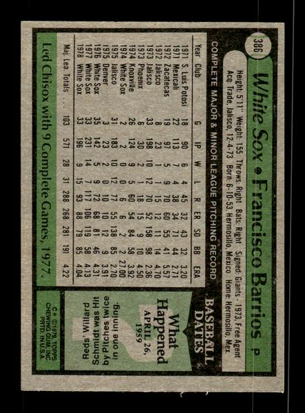 1979 Topps #386 Francisco Barrios EXMT PACK FRESH HOF-10004475