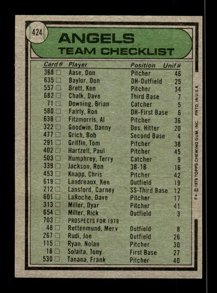 1979 Topps #424 California Angels EXMT PACK FRESH HOF-10004505