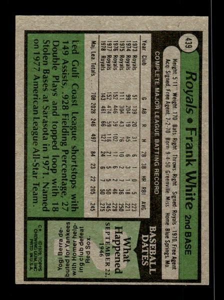 1979 Topps #439 Frank White EXMT PACK FRESH HOF-10004520