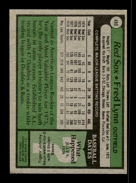 1979 Topps #480 Fred Lynn EXMT PACK FRESH HOF-10004562