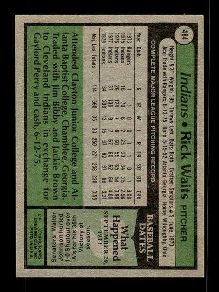1979 Topps #484 Rick Waits EXMT PACK FRESH HOF-10004565