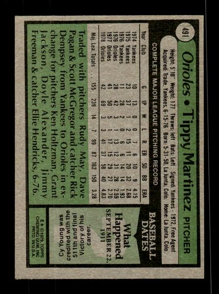 1979 Topps #491 Tippy Martinez EXMT PACK FRESH HOF-10004572