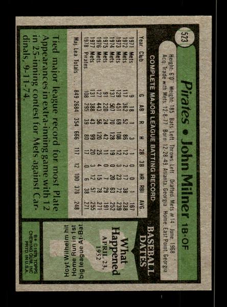 1979 Topps #523 John Milner EXMT PACK FRESH HOF-10004601