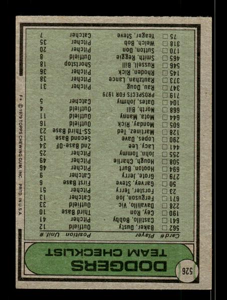 1979 Topps #526 Los Angeles Dodgers EXMT PACK FRESH HOF-10004604