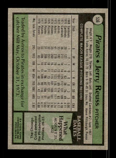 1979 Topps #536 Jerry Reuss EXMT PACK FRESH HOF-10004615
