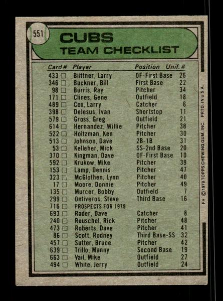 1979 Topps #551 Chicago Cubs EXMT PACK FRESH HOF-10004631