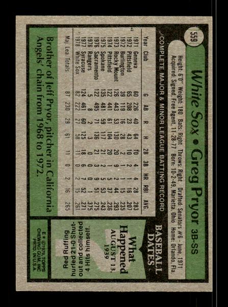1979 Topps #559 Greg Pryor EXMT PACK FRESH HOF-10004640