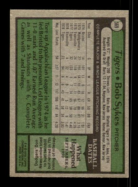 1979 Topps #569 Bob Sykes EXMT PACK FRESH HOF-10004650