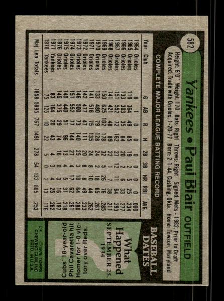 1979 Topps #582 Paul Blair EXMT PACK FRESH HOF-10004665