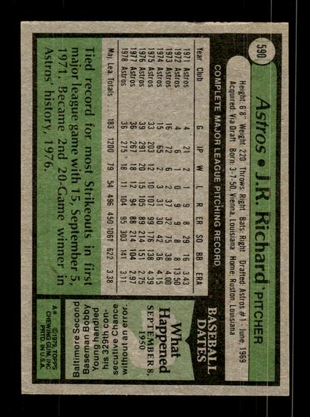 1979 Topps #590 J.R. Richard EXMT PACK FRESH HOF-10004673