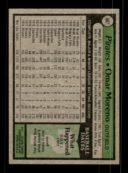 1979 Topps #607 Omar Moreno EXMT PACK FRESH HOF-10004688