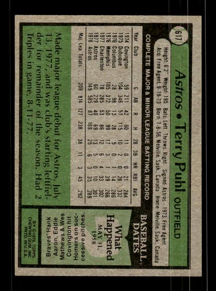 1979 Topps #617 Terry Puhl EXMT PACK FRESH HOF-10004697