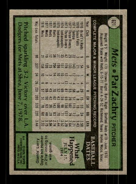 1979 Topps #621 Pat Zachry EXMT PACK FRESH HOF-10004701