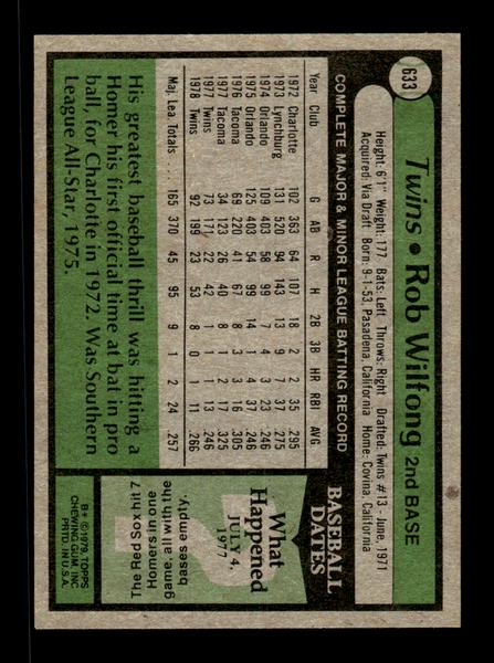 1979 Topps #633 Rob Wilfong EXMT PACK FRESH HOF-10004712