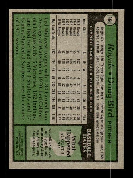 1979 Topps #664 Doug Bird EXMT PACK FRESH HOF-10004744