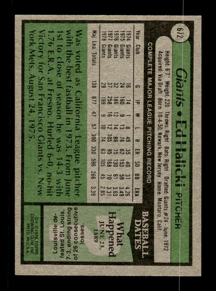 1979 Topps #672 Ed Halicki EXMT PACK FRESH HOF-10004750