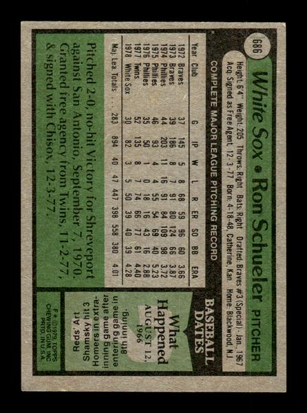1979 Topps #686 Ron Schueler EXMT PACK FRESH HOF-10004761