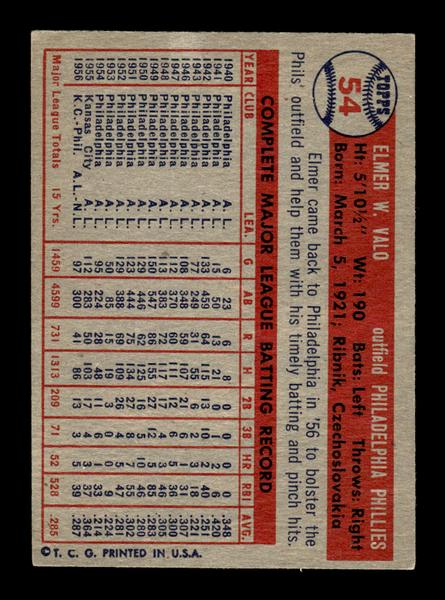 1957 Topps #54 Elmer Valo EX - EXMT HOF-10004840