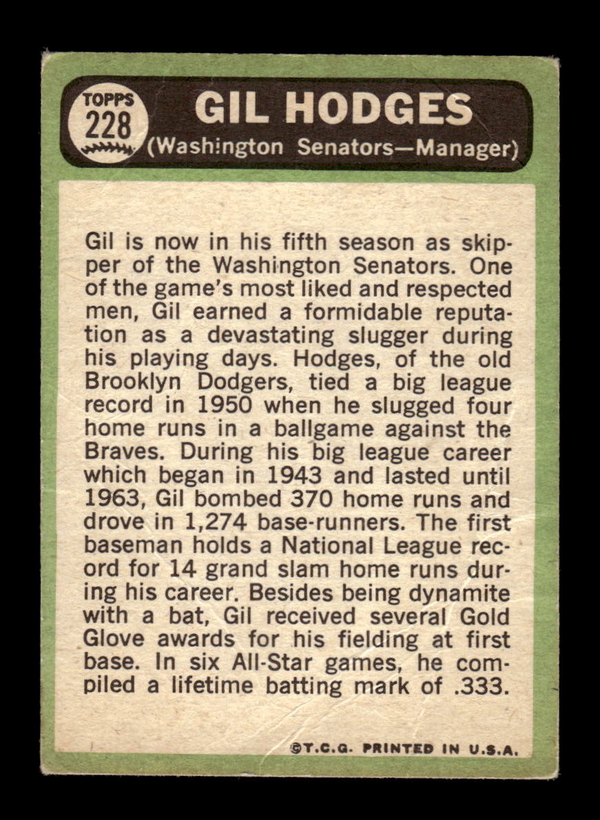 1967 Topps #228 Gil Hodges Poor HOF-10004886